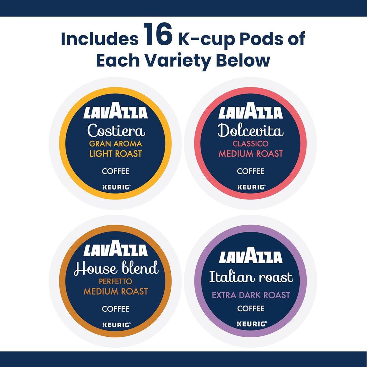 includes lavazza costiera gran aroma light roast for mild, aromatic drinkers