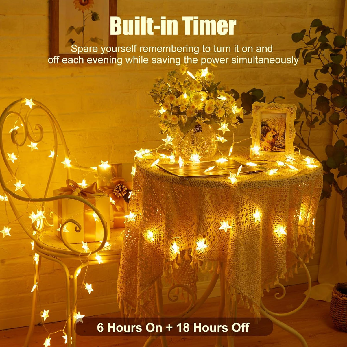 integrated 6-hour on / 18-hour off automatic timer