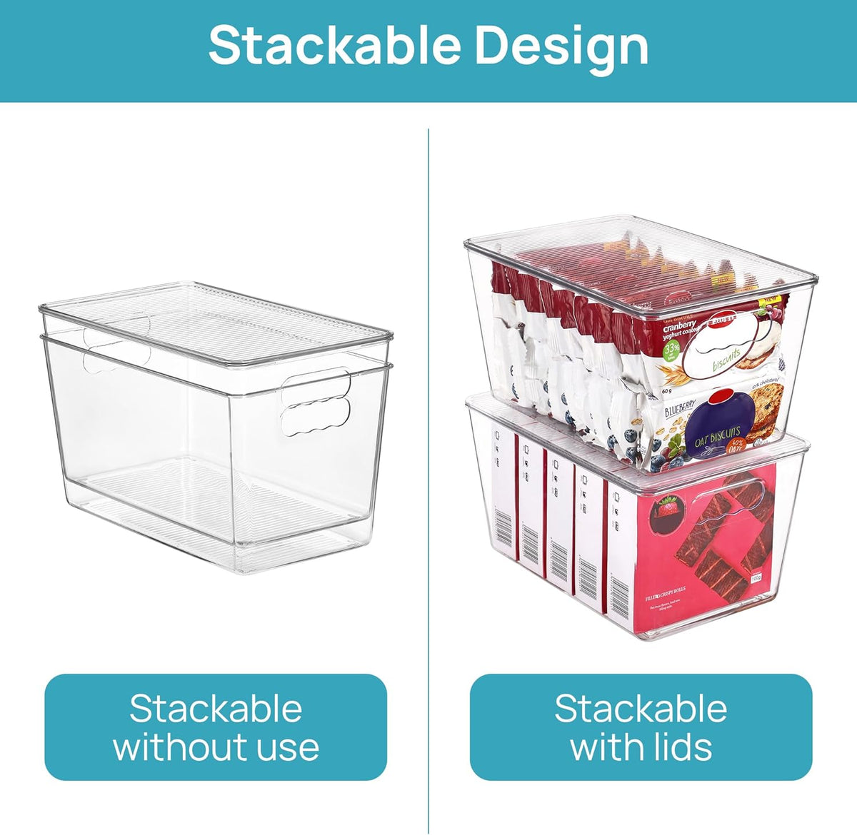 integrated built-in carrying handles on each bin