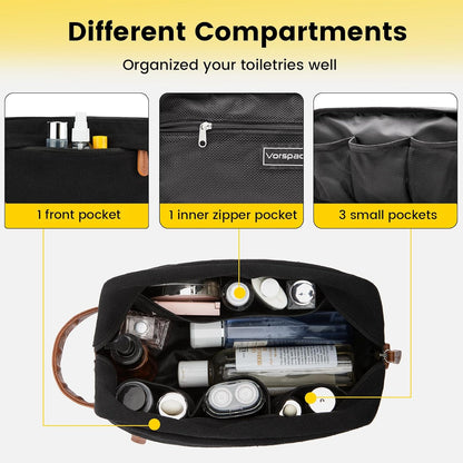 interior layout: 1 main compartment, 3 small mesh pockets, 1 long zippered mesh pocket, 1 exterior front zip pocket