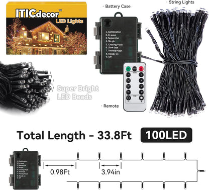 ITICdecor 100 LED Outdoor Fairy Lights – Weatherproof Garden and Fence Lighting with Remote Timer