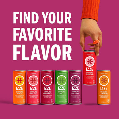 Izze Sparkling Juice – Portable Sparkling Drink for Picnics and Road Trips, 4-Flavor Variety Pack