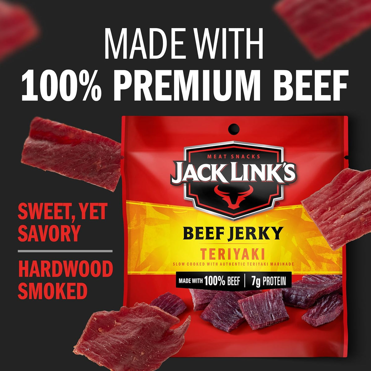 Jack Link's Beef Jerky Variety Pack - Original and Teriyaki - Pre- and Post-Workout Gym Bag Protein Refuel for Busy Professionals, 1.25 oz Each