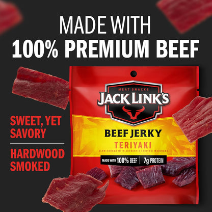 Jack Link's Beef Jerky Variety Pack - Original and Teriyaki - Pre- and Post-Workout Gym Bag Protein Refuel for Busy Professionals, 1.25 oz Each