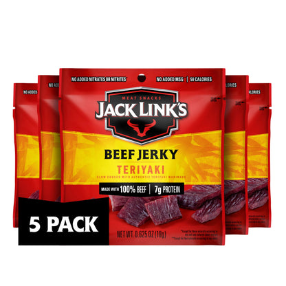 Jack Link's Beef Jerky Variety Pack - Original and Teriyaki - Pre- and Post-Workout Gym Bag Protein Refuel for Busy Professionals, 1.25 oz Each