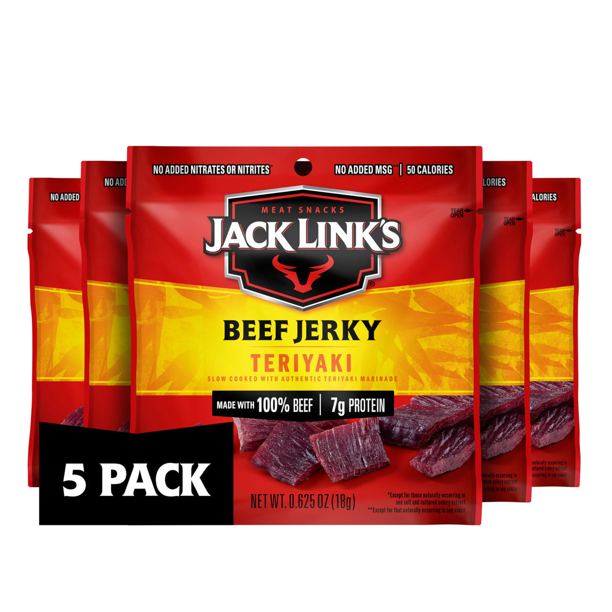 Jack Link's Beef Jerky Variety Pack - Original and Teriyaki - Pre- and Post-Workout Gym Bag Protein Refuel for Busy Professionals, 1.25 oz Each