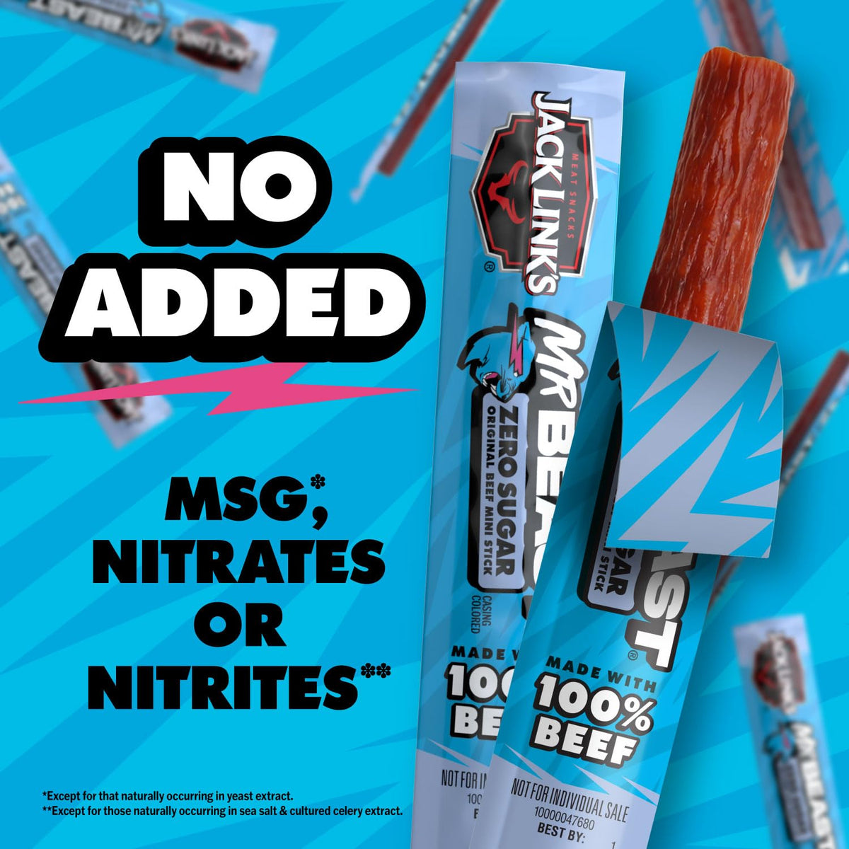 Jack Link's x MrBeast Zero Sugar Mini Beef Sticks – Road Trip Cooler Essential, 12 Pack of Protein Sticks