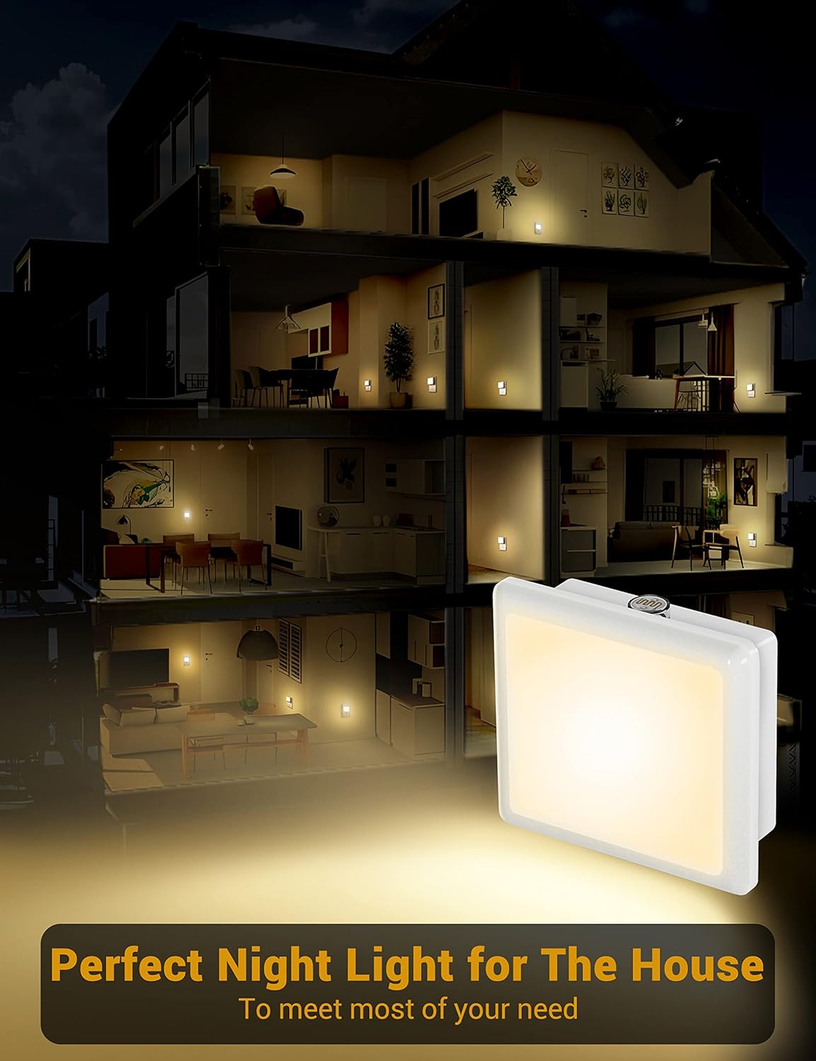 JandCase Plug-in Night Light for Kids' Bathroom – Dusk-to-Dawn LED with No Flame, No Heat, and Set-and-Forget Operation