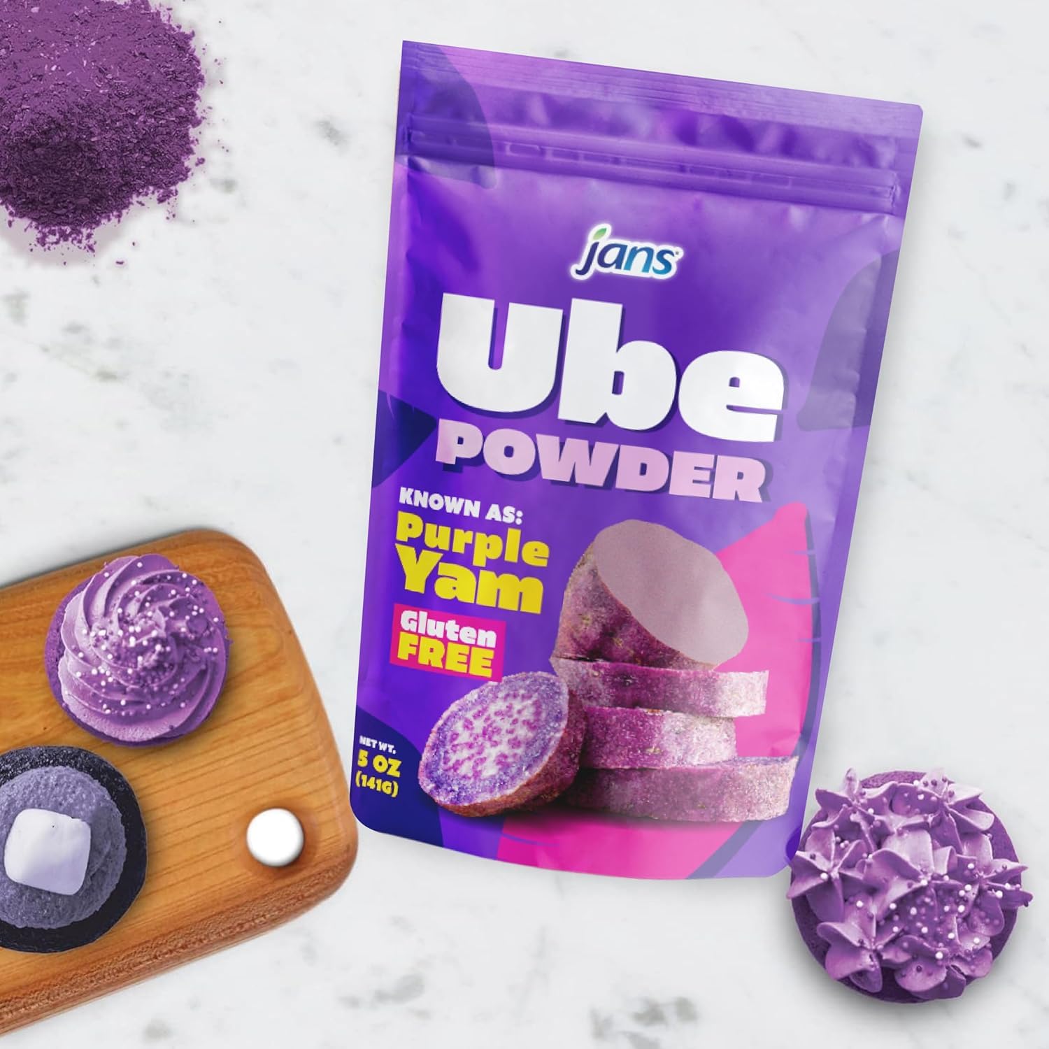 Jans Ube Powder for Baking, 5 oz | Family-Safe Natural Colorant for Kid-Friendly Desserts