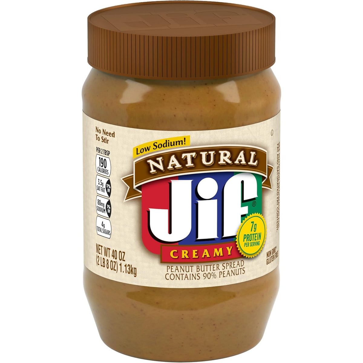 Jif Natural Creamy Peanut Butter Spread – Thoughtful Pantry Gift for College Students, 40 oz