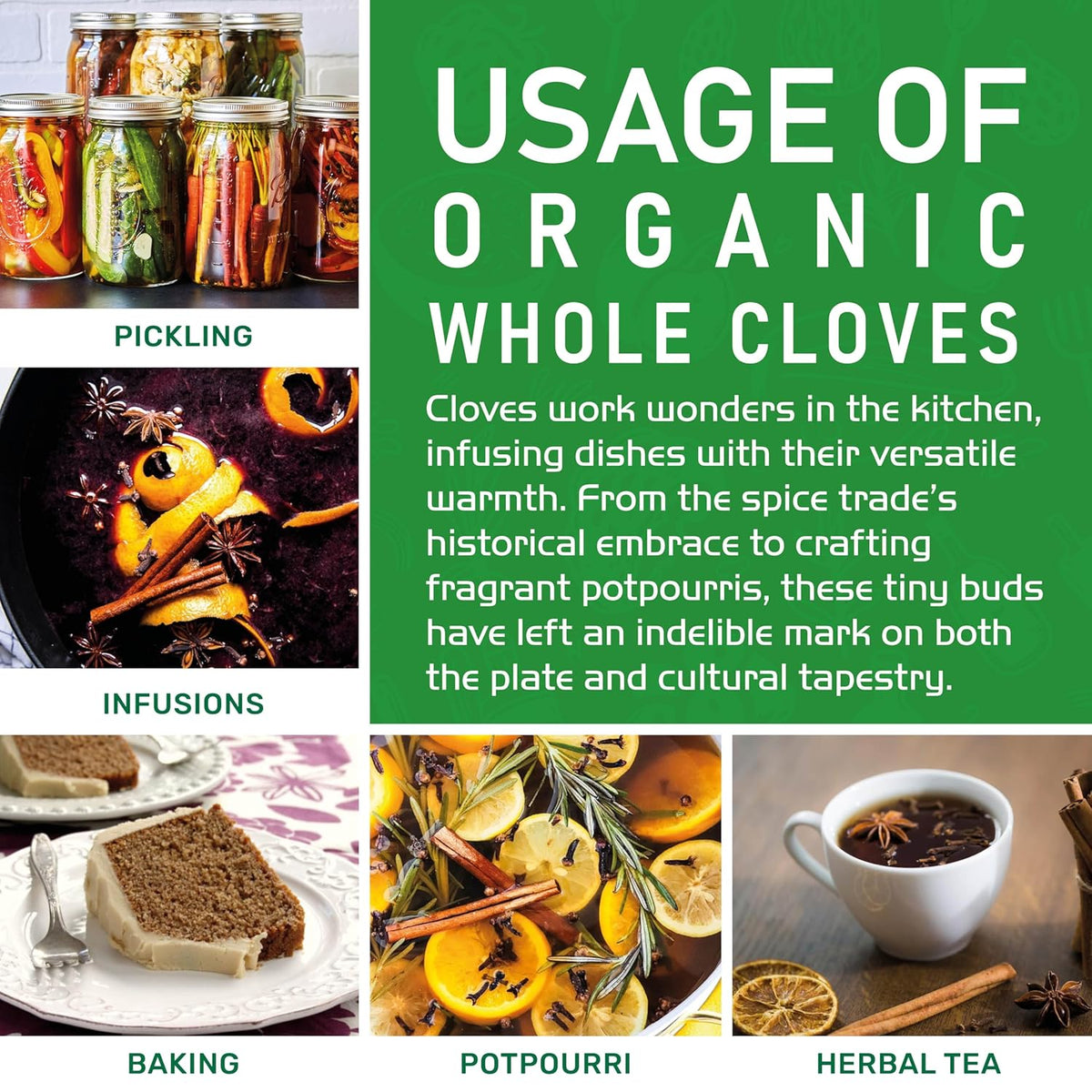 Jiva Organic Whole Cloves – Housewarming Gift for Women Who Love to Cook, 3.5 oz Pouch