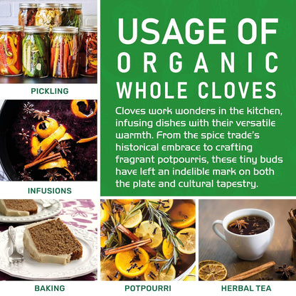 Jiva Organic Whole Cloves – Housewarming Gift for Women Who Love to Cook, 3.5 oz Pouch
