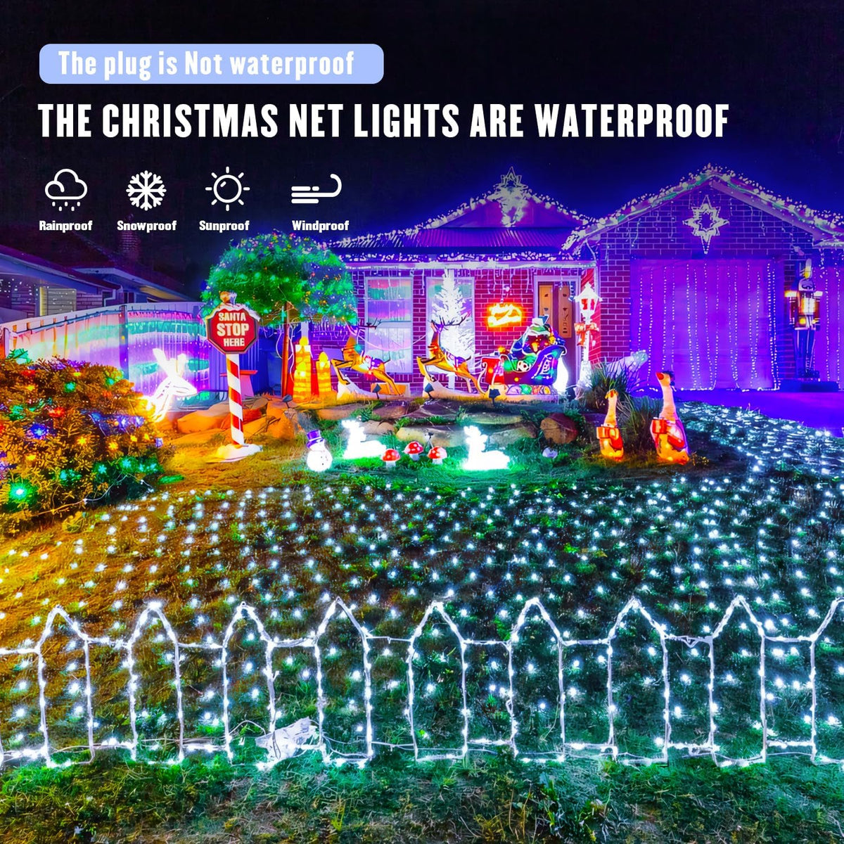 JMEXSUSS Waterproof Bush Lights – 360 LED Outdoor Net Lights for Yard, Fence Line, and Camping Setup