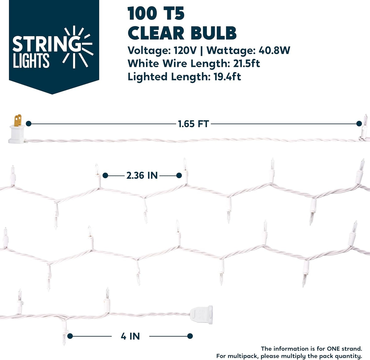 JOIEDOMI 100 Count Connectable String Lights – Extendable Patio Fence and Backyard String Lighting, UL588 Certified for Rain and Snow