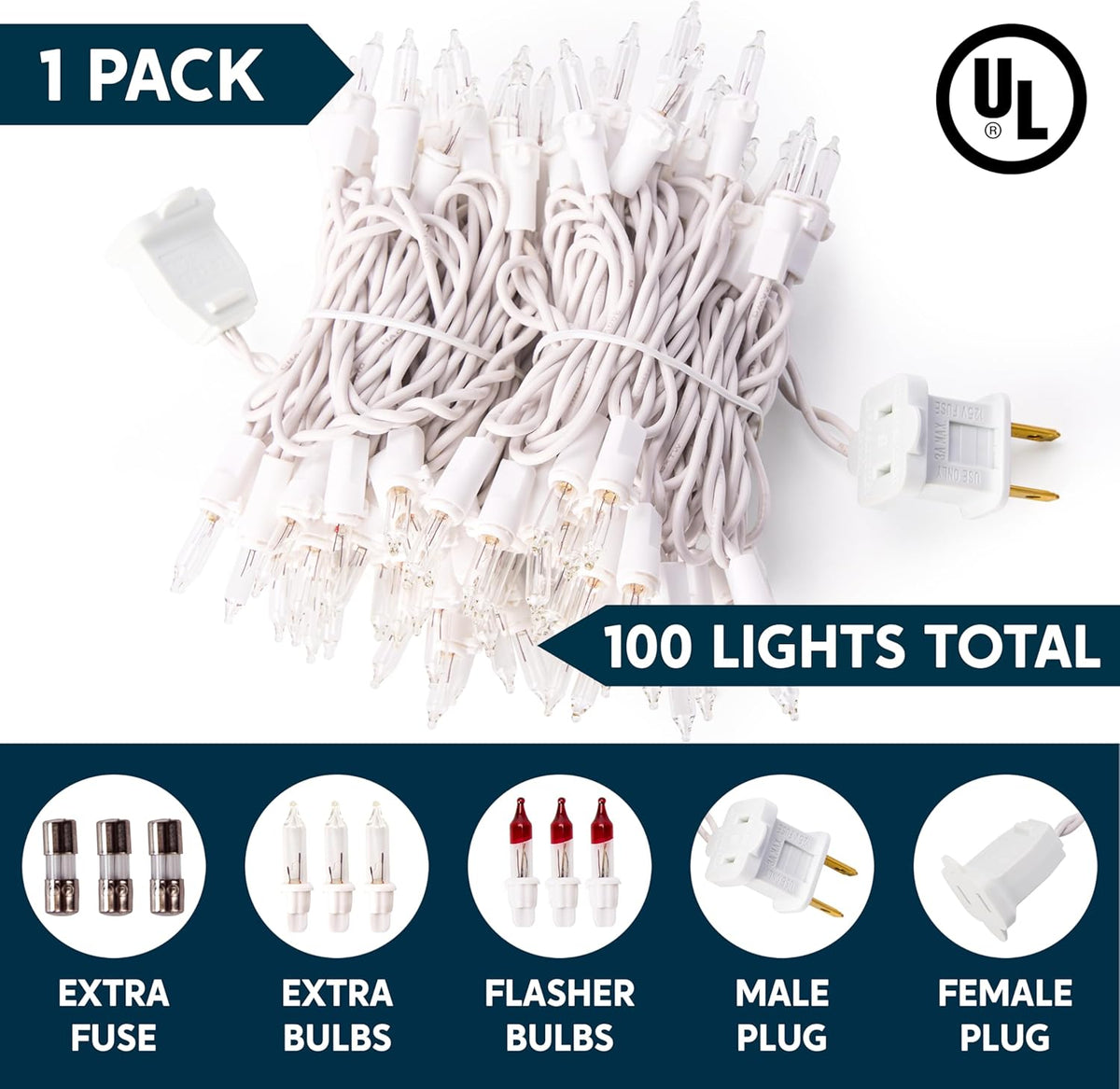 JOIEDOMI 100 Count Connectable String Lights – Extendable Patio Fence and Backyard String Lighting, UL588 Certified for Rain and Snow