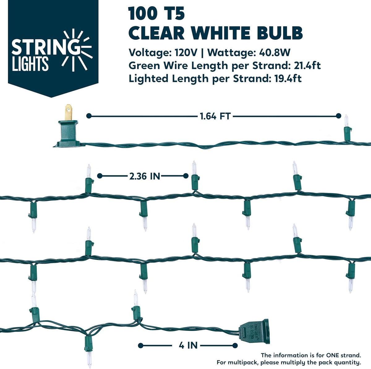Joiedomi Weatherproof Christmas Lights Outdoor – 300 Warm White Incandescent Bulbs for Patio Tent, Deck Railing, and Holiday Rooftop Display, Green Wire