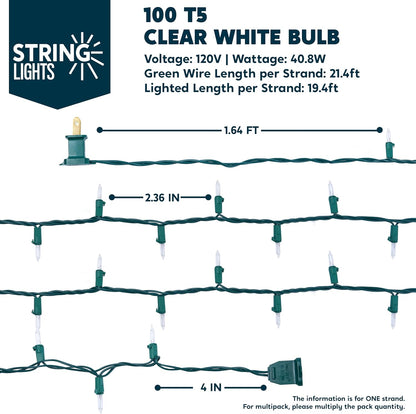 Joiedomi Weatherproof Christmas Lights Outdoor – 300 Warm White Incandescent Bulbs for Patio Tent, Deck Railing, and Holiday Rooftop Display, Green Wire