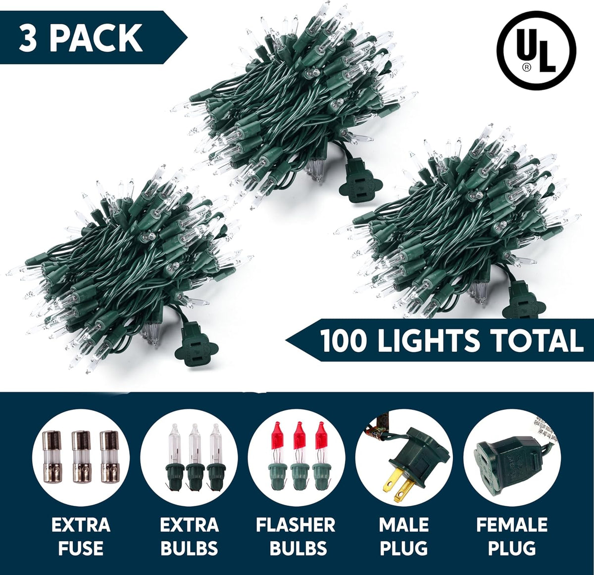 Joiedomi Weatherproof Christmas Lights Outdoor – 300 Warm White Incandescent Bulbs for Patio Tent, Deck Railing, and Holiday Rooftop Display, Green Wire