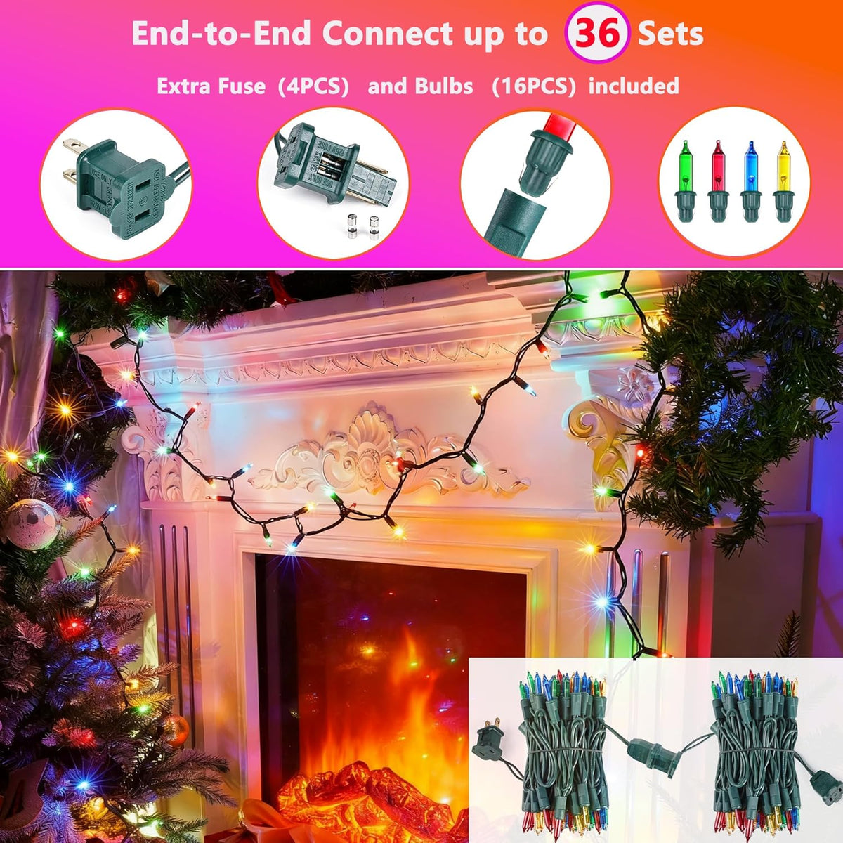Joomer LED Christmas Lights – Connectable Garden and Pergola String Lights, Weatherproof Outdoor Christmas Decor