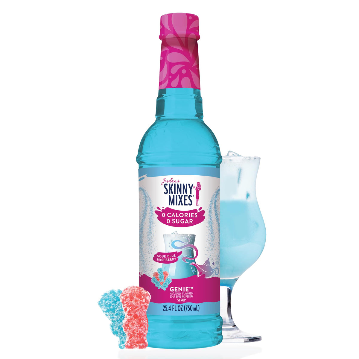 Jordan&amp;#39;s Skinny Mixes Sugar Free Syrup, Sour Blue Raspberry, Fruit Flavored Water Enhancer, Drink Mix Iced Tea, Lemonade, Drinks, Low Calorie Water Flavoring, Dairy &amp;amp; Gluten Free, Kosher, 25.4 Fl Oz