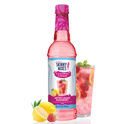 Jordan's Skinny Mixes Sugar Free Syrup, Meyer Lemon Raspberry, Fruit Flavored Water Enhancer, Drink Mix for Iced Tea, Lemonade, Drinks, Low Calorie Water Flavoring, Dairy & Gluten Free, 25.4 Fl Oz