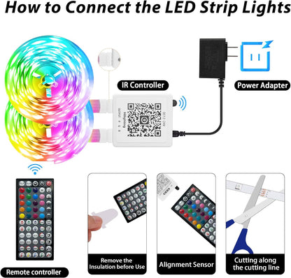 KeepEvol 150ft RGB Light Strip – Safe, Drill-Free Bedroom and Playroom Decor for Kids and Teens
