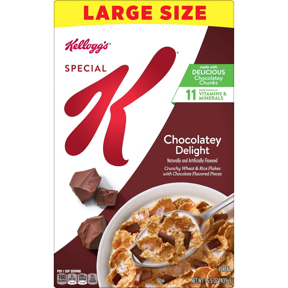 Kellogg's Special K Chocolatey Delight Cereal – Chocolate Treat for Kids, Ready-to-Eat Family Breakfast, 15.5oz