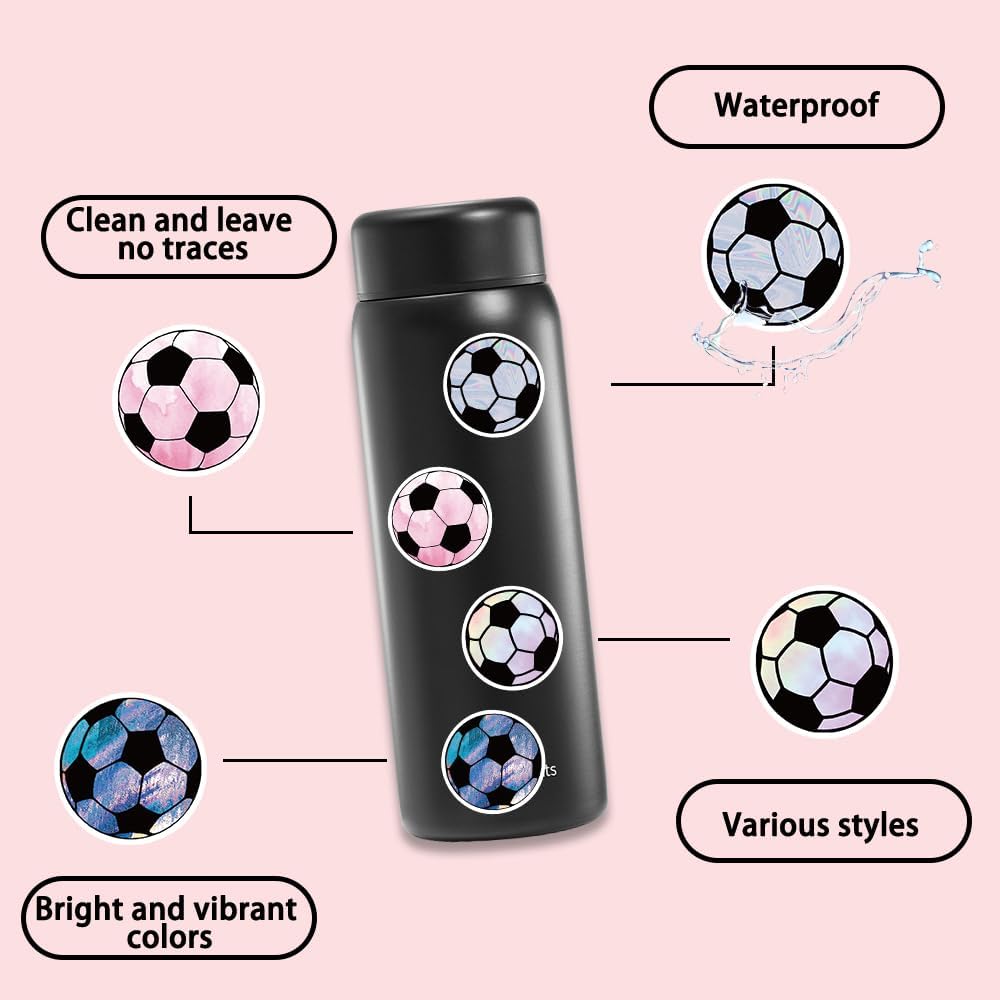 KickOff Kings 150-Piece Soccer Sticker Set, Birthday Gift for Boys and Girls, Waterproof Vinyl Decals for Water Bottles and Scrapbooks