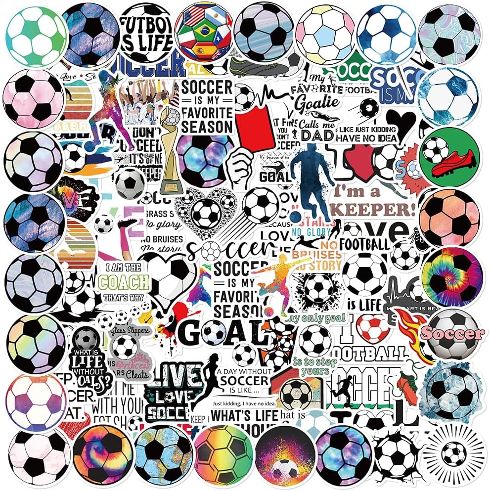 KickOff Kings 150-Piece Soccer Sticker Set, Birthday Gift for Boys and Girls, Waterproof Vinyl Decals for Water Bottles and Scrapbooks