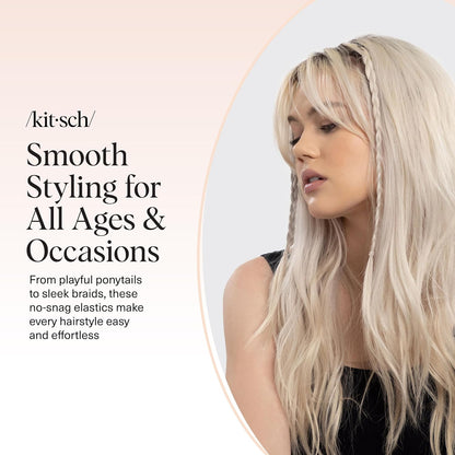Kitsch Gentle Hair Elastics – Safe Rubber Bands Designed to Stop Pulling and Tangles