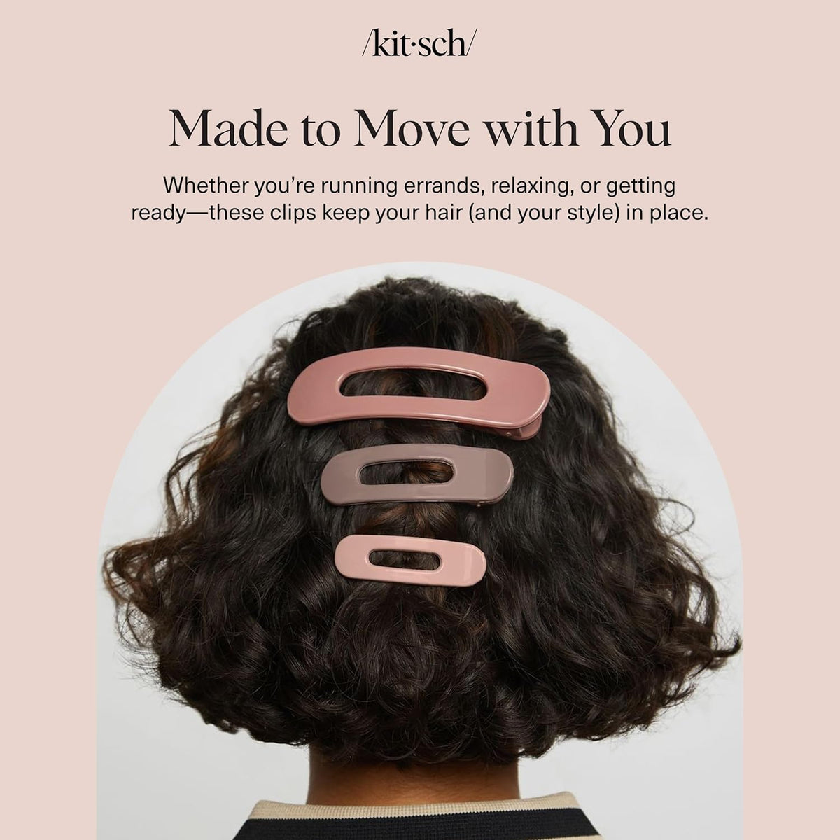 Kitsch Lay Flat Claw Clips – Affordable Valentine's Day Gift for Mom, 3pc Hair Clip Set