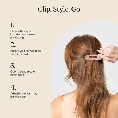 Kitsch Lay Flat Claw Clips – Affordable Valentine's Day Gift for Mom, 3pc Hair Clip Set