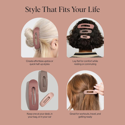 Kitsch Lay Flat Claw Clips – Affordable Valentine's Day Gift for Mom, 3pc Hair Clip Set