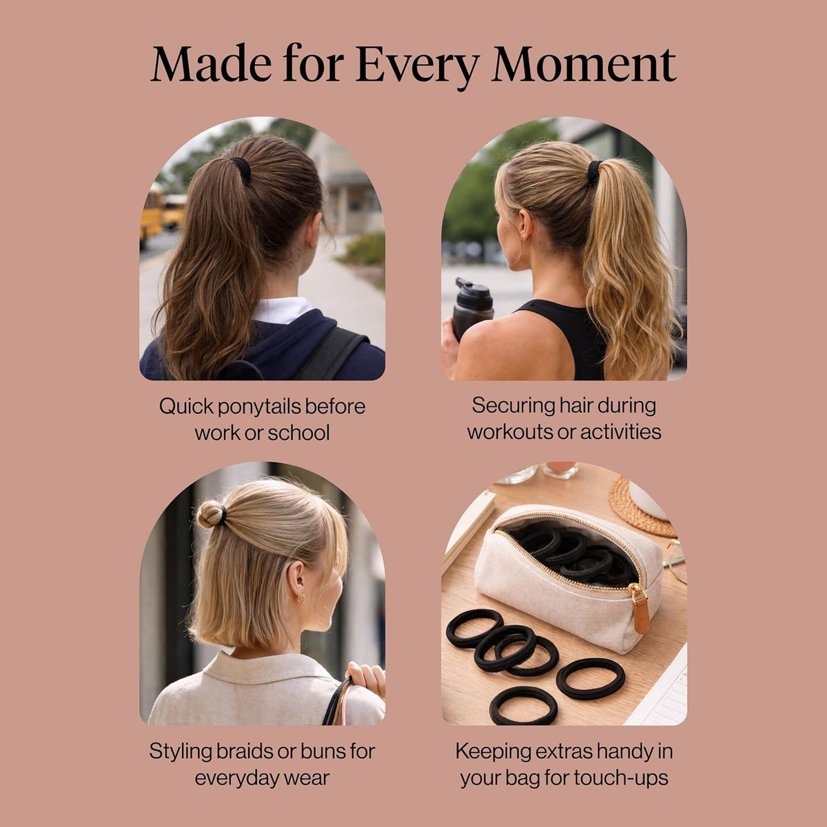 Kitsch Seamless Hair Ties - Affordable Stocking Stuffer Hair Accessories for Girls and Women