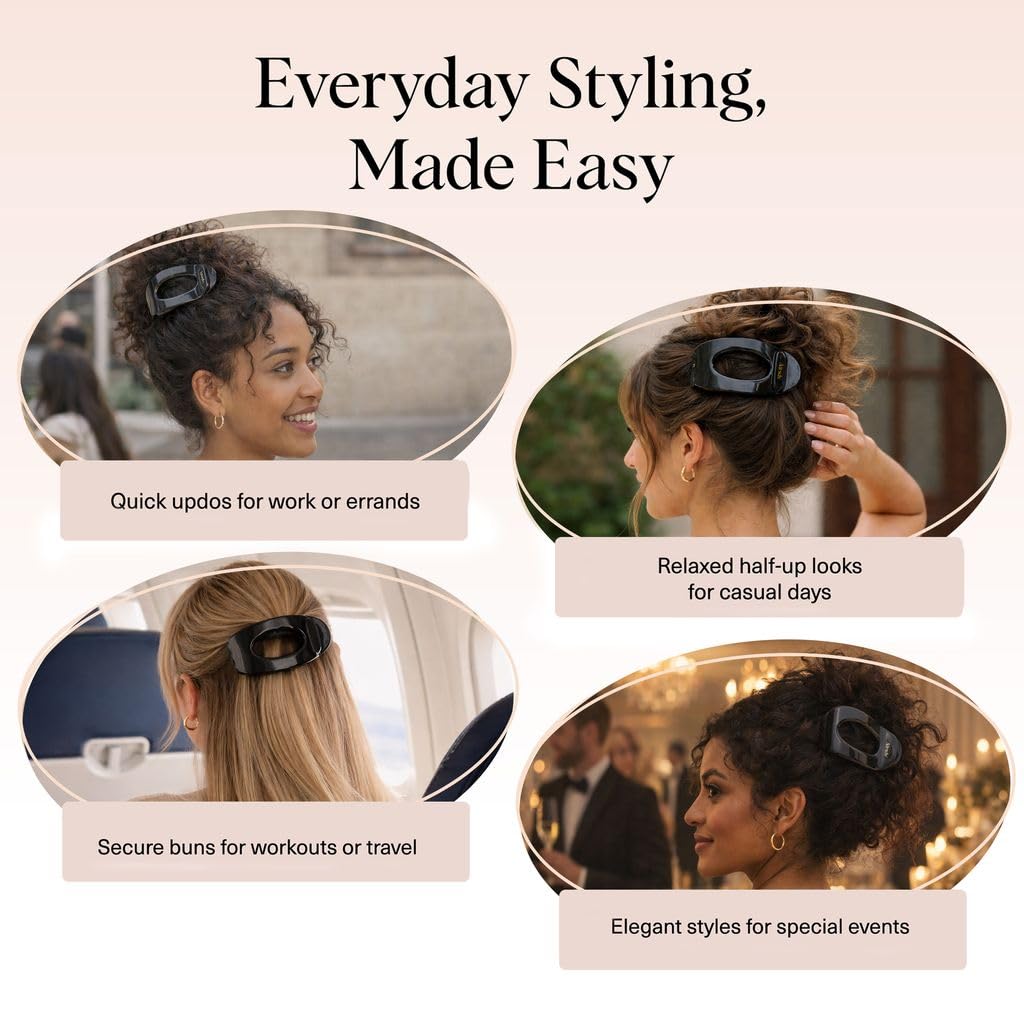Kitsch Small Flat Claw Clip – Travel-Friendly Hair Clip for Camping Trips, Secure Hold for Active Days