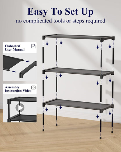 Kitsure Shoe Rack - 6 Tier Metal Frame Hallway Organizer with Lacquered Finish, Bedroom Aesthetic Storage for Sneakers and Heels