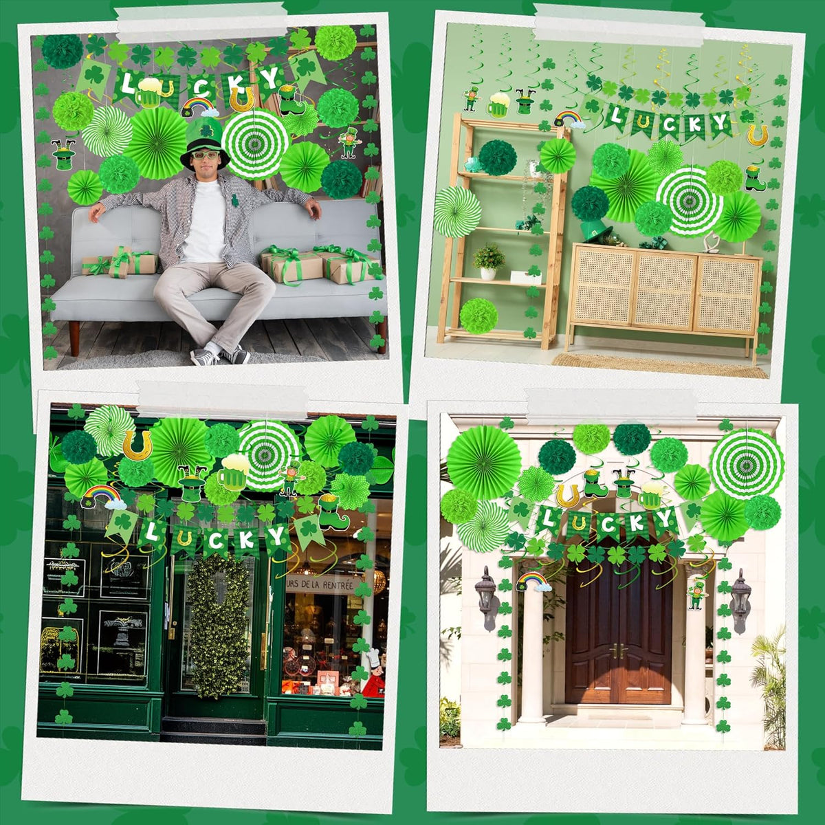 Kleverise St. Patrick's Day Decor for Kids – Safe Lightweight Paper Fan Set for Playroom and Classroom