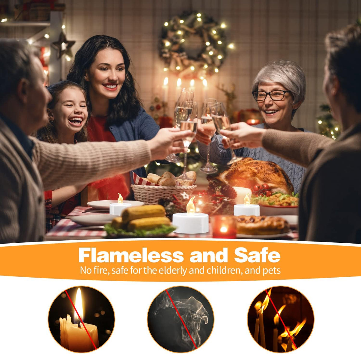 KOABY Battery Operated Tea Lights – Heat-Free Votive Lights for Dorm, Apartment, and Flame-Restricted Rental