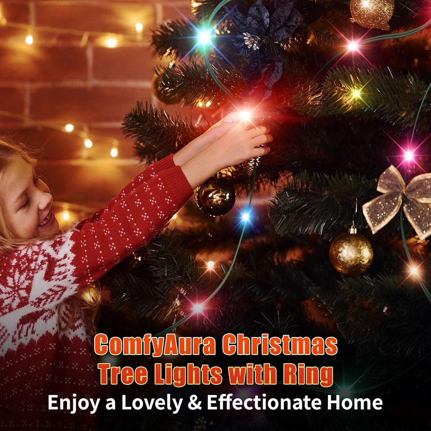 Kringle Bros Safe Christmas Tree Lights for Kids & Pets – 30V UL-Certified Halo Ring, Touch-Safe LED String