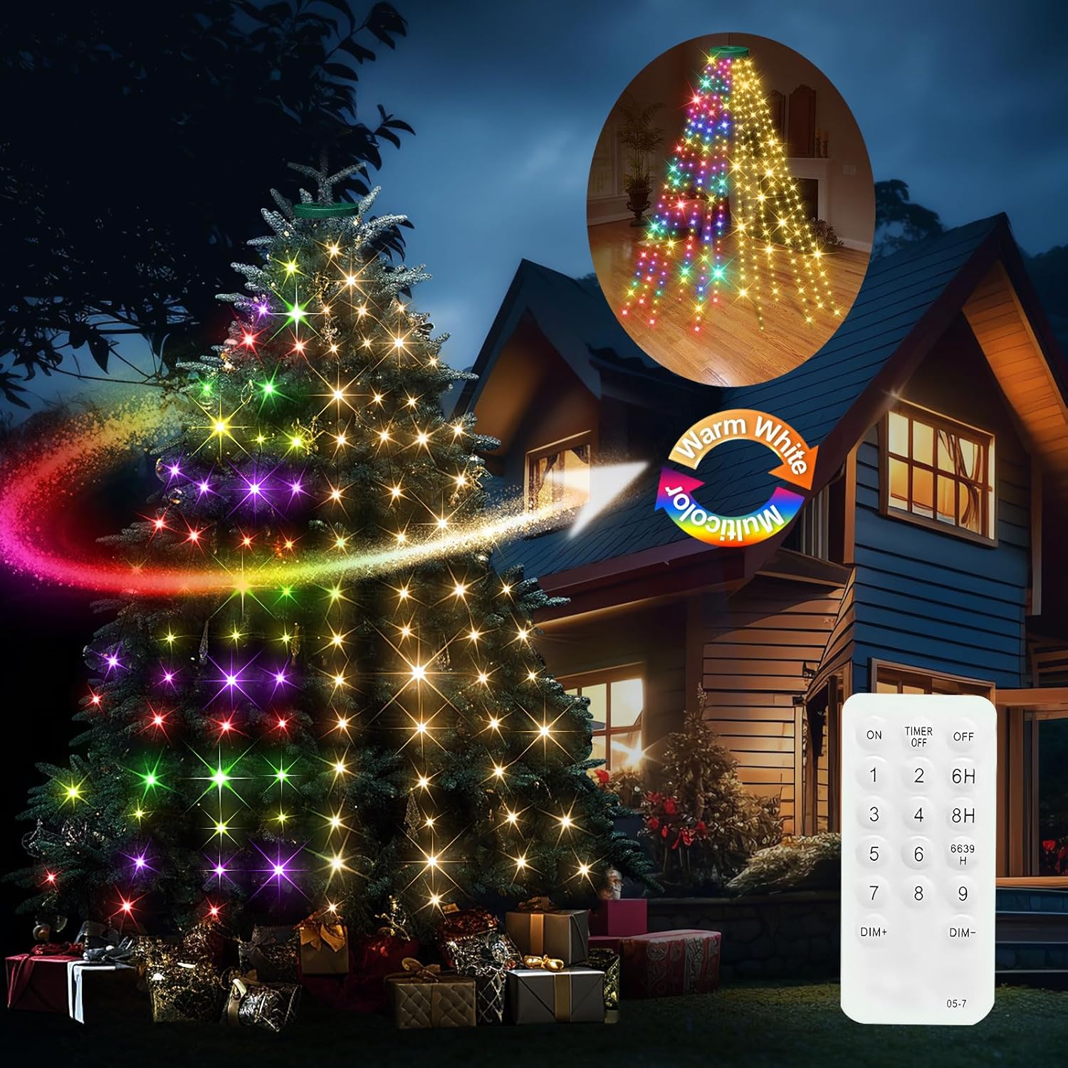 Kringle Bros Safe Christmas Tree Lights for Kids & Pets – 30V UL-Certified Halo Ring, Touch-Safe LED String