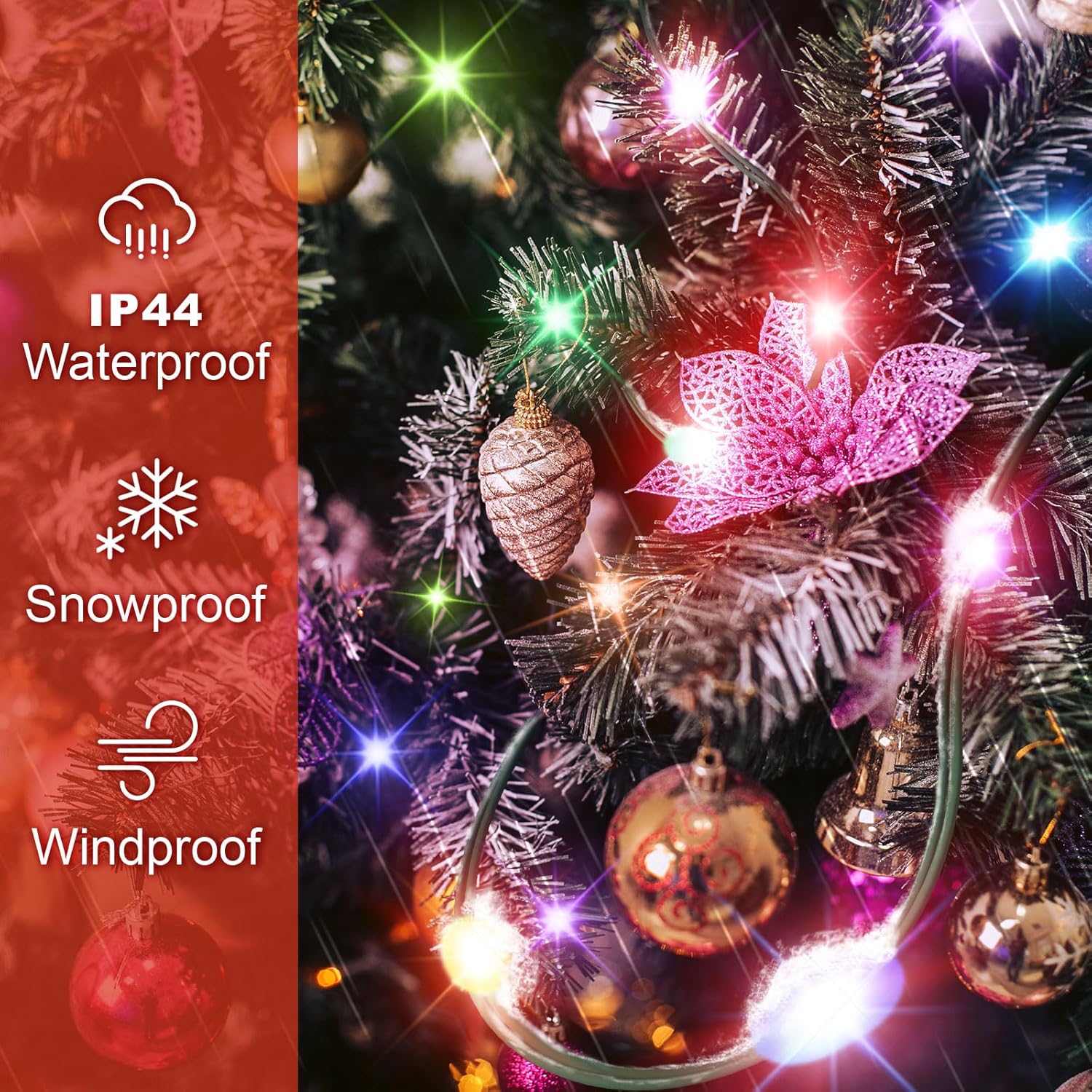 Kringle Bros Safe Christmas Tree Lights for Kids & Pets – 30V UL-Certified Halo Ring, Touch-Safe LED String