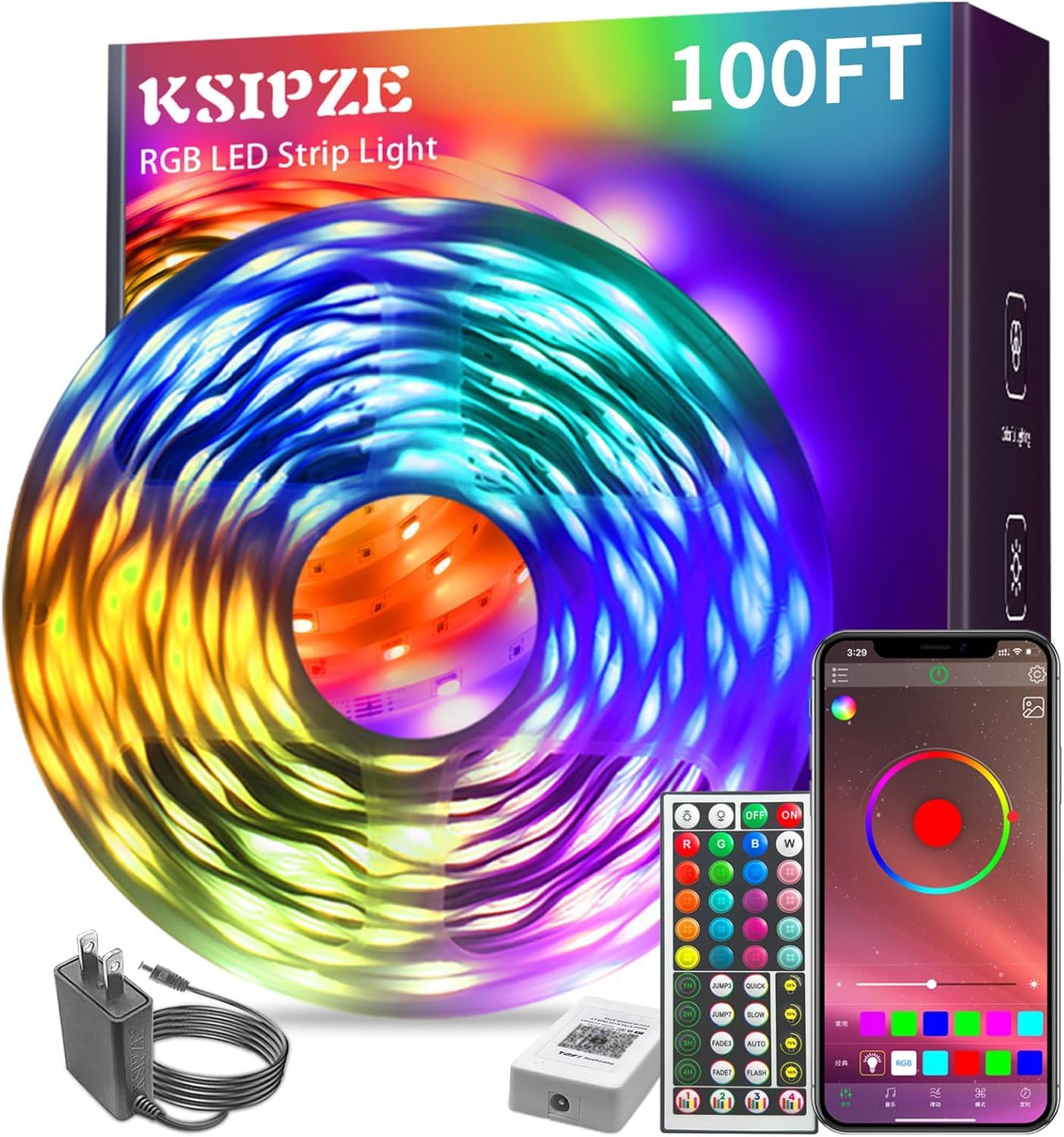 KSIPZE 100ft LED Strip Lights Birthday Gift for Her, RGB Music Sync Bedroom Lighting with App Control for Teens and Women