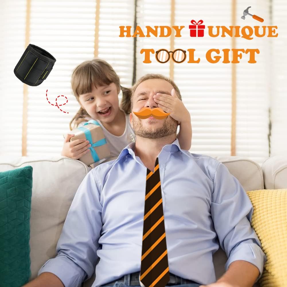 KUSONKEY Magnetic Wristband Tool – Unique Birthday Gift for Men Who Have Everything, Strong Magnet Wrist Holder for Screws and Drill Bits