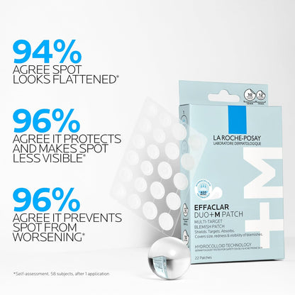 La Roche-Posay Effaclar Blemish Patches – Overnight Spa Ritual for Acne-Prone Skin, Hydrocolloid Spot Treatment