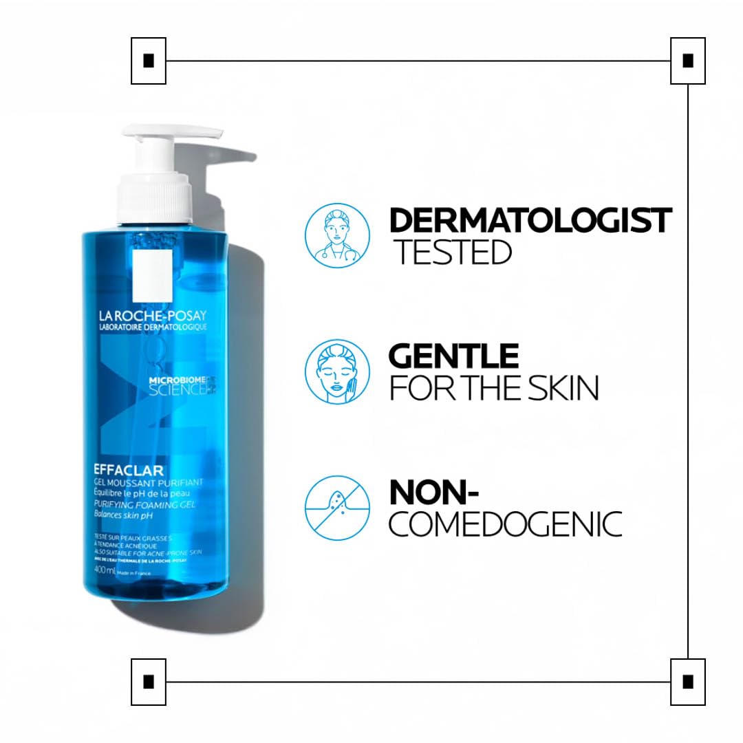 La Roche-Posay Effaclar Gentle Foaming Gel – Dermatologist-Tested Safe for Sensitive Skin