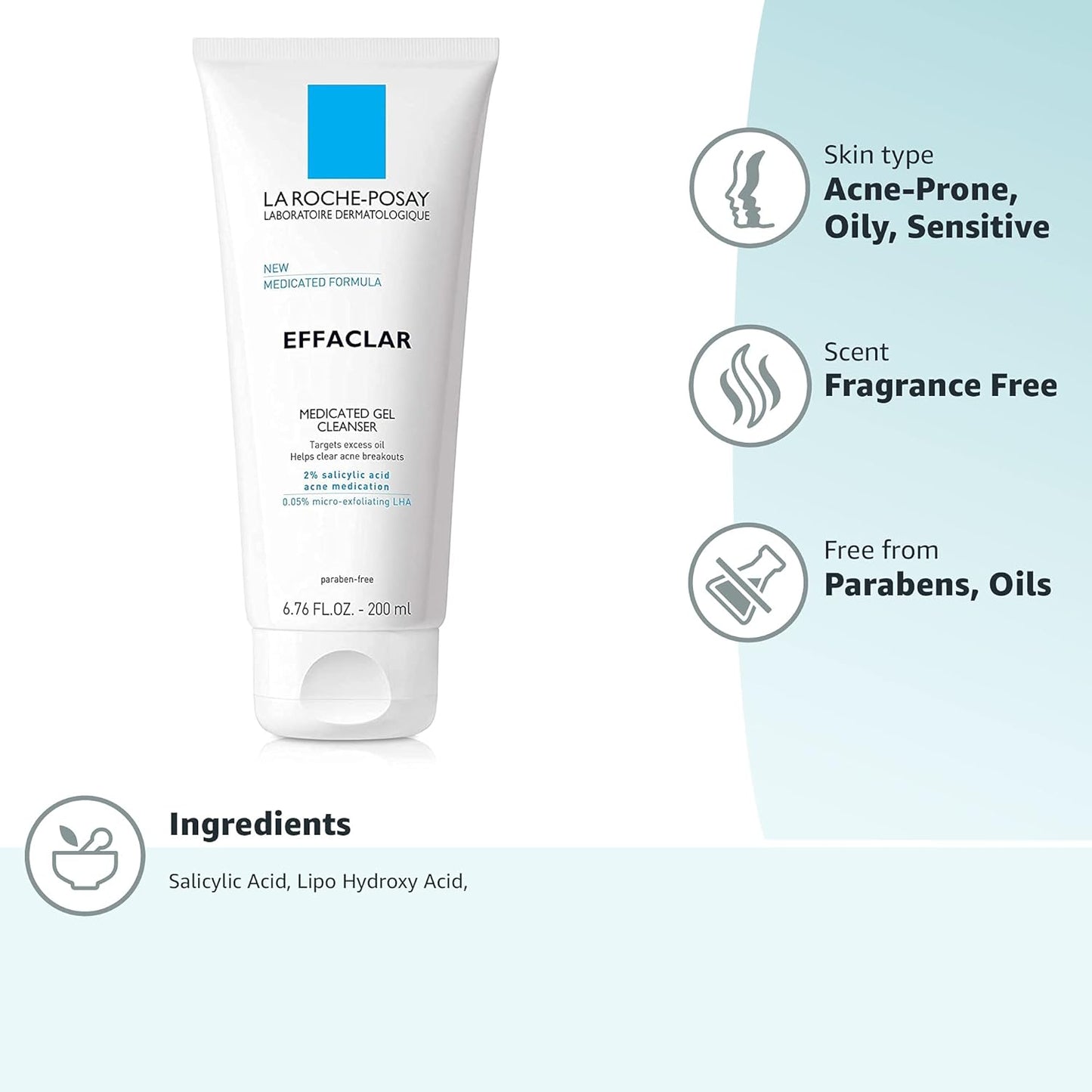 La Roche-Posay Effaclar Teen Acne Cleanser – Gentle 2% Salicylic Acid for Young Skin