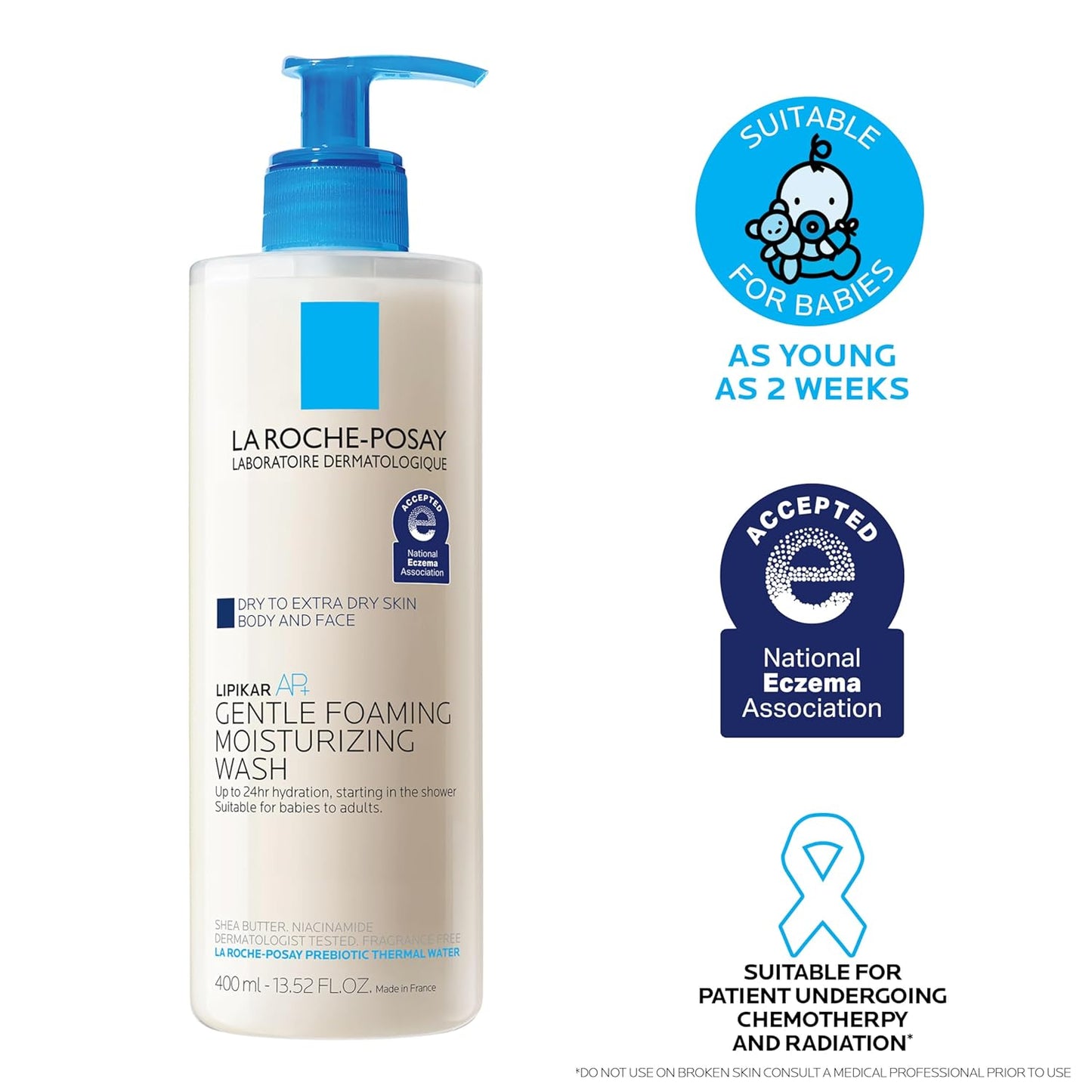 La Roche-Posay Lipikar AP+ Hypoallergenic Body Wash – Soap-Free & Clinically Safe for Reactive Skin