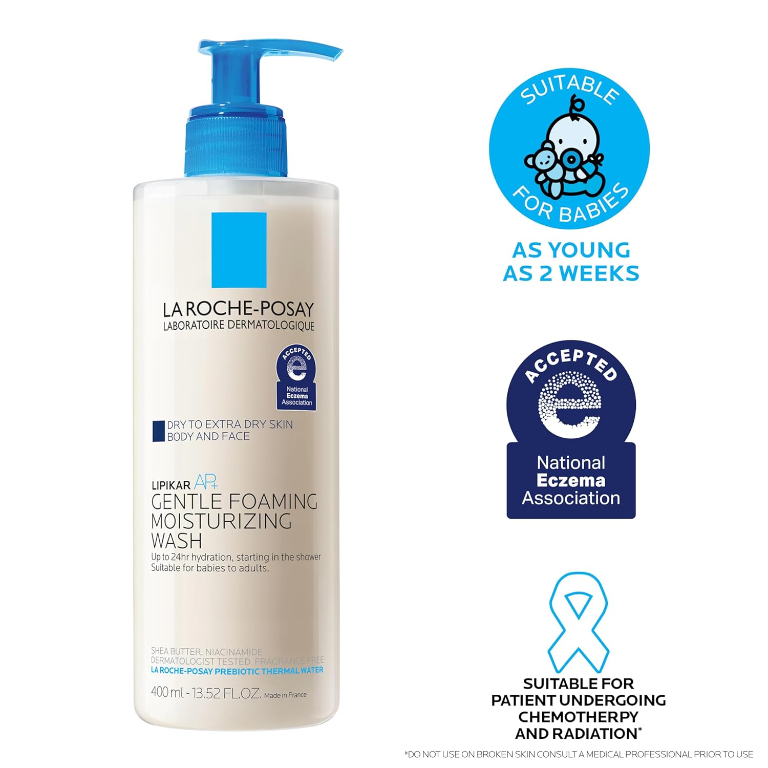 La Roche-Posay Lipikar AP+ Hypoallergenic Body Wash – Soap-Free & Clinically Safe for Reactive Skin