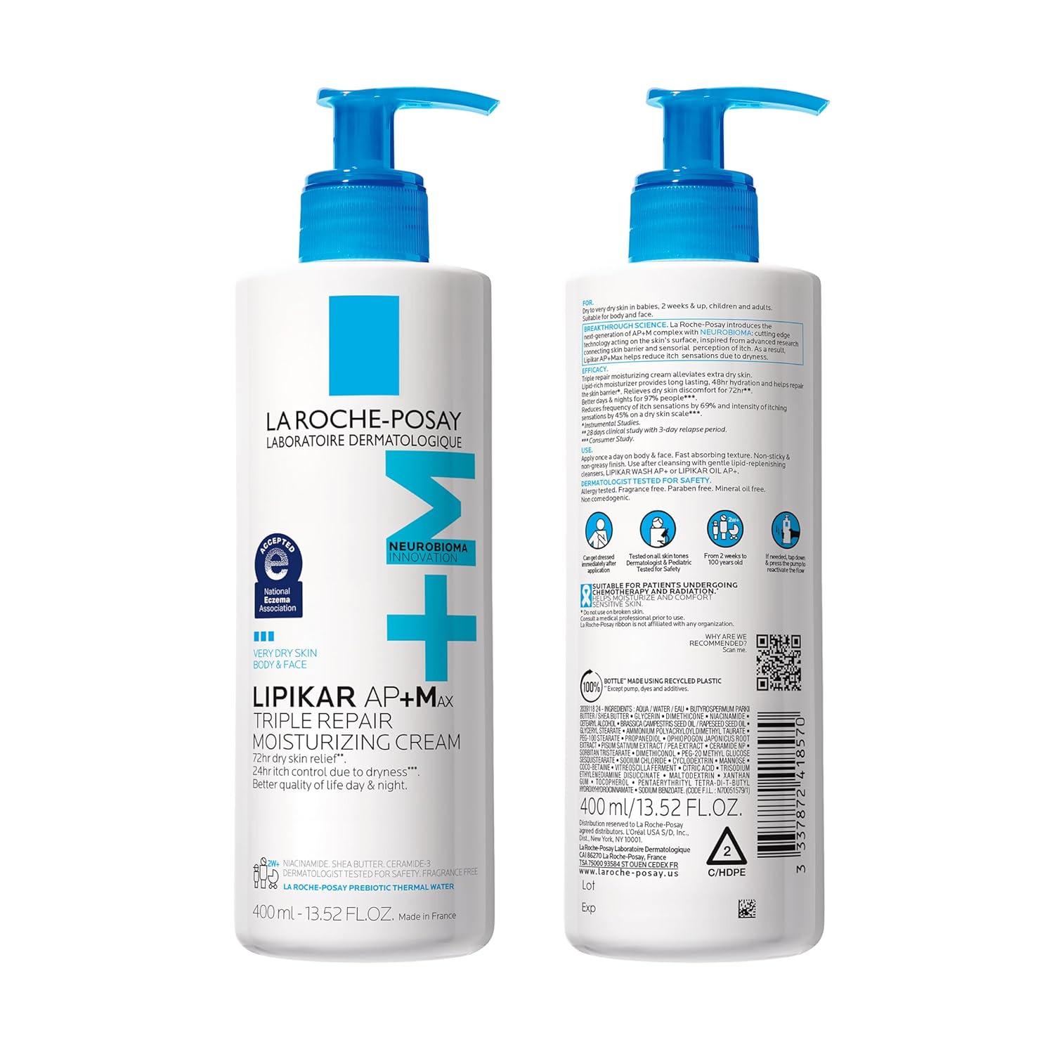 La Roche-Posay Lipikar AP+MAX Medical-Grade Body Cream | Clinically Proven Safe for Chemotherapy & Radiation Patients