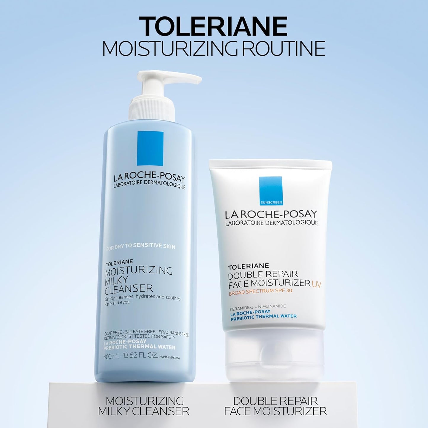 La Roche-Posay Toleriane Moisturizing Milky Cleanser – Calming Self-Care Face Wash for Dry, Sensitive Skin Routines
